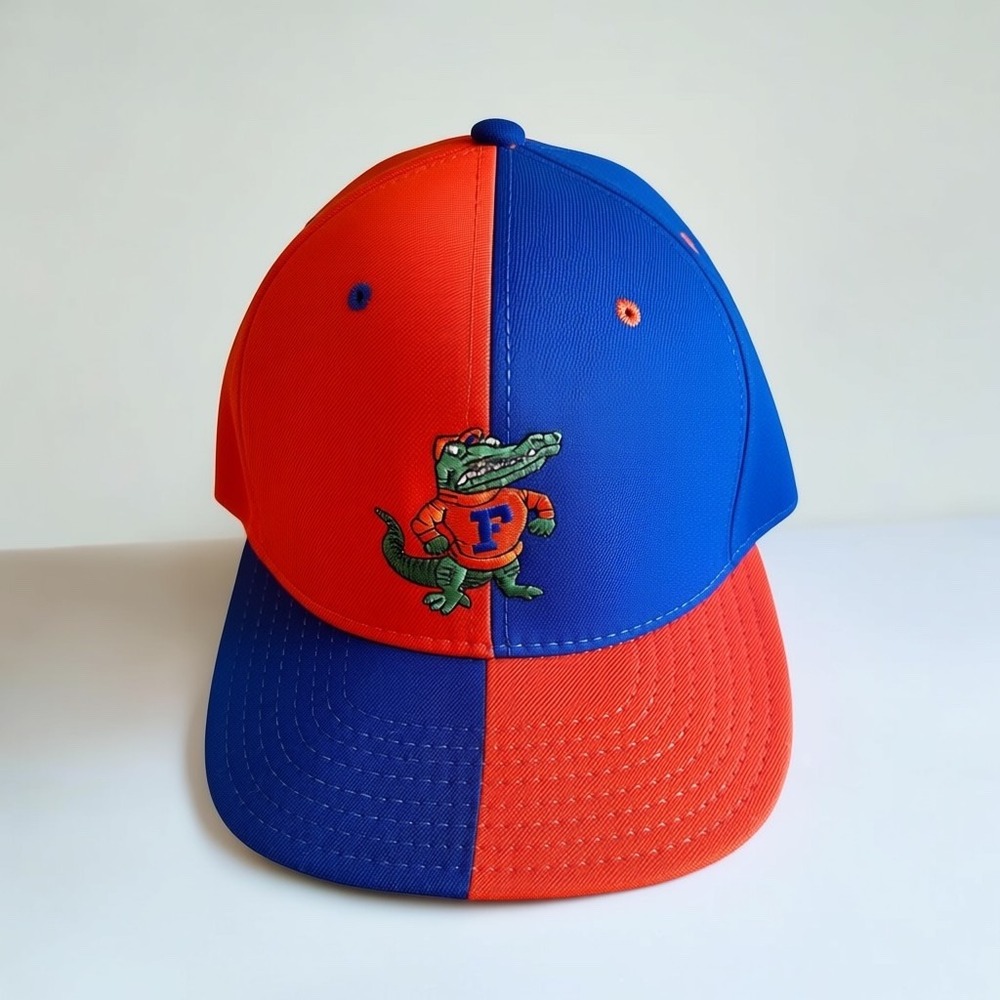 Vintage Florida Gators American‎ Needle Split Hat Orange Blue Fitted 7 1/4 USA